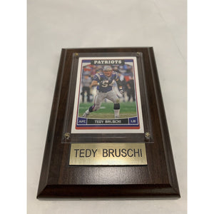 Tedy Bruschi Patriots Football Sports Card on 4x6 Plaque