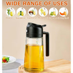 16oz Glass Olive Oil Sprayer - 2 in 1 Spray & Pour Olive Oil Dispenser w/Labels