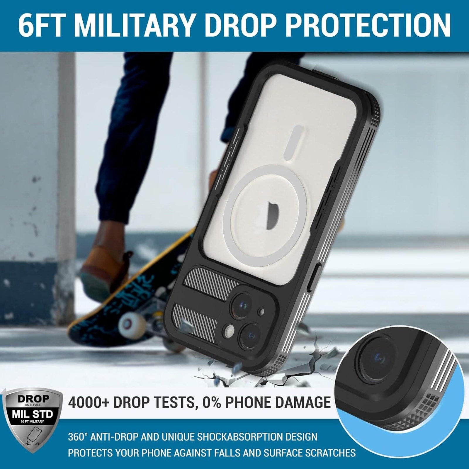 iPhone 15 Case, IP68 Full-Body Rugged Waterproof Shockproof Protective,6H Screen