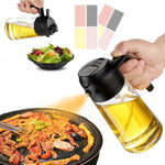 16oz Glass Olive Oil Sprayer - 2 in 1 Spray & Pour Olive Oil Dispenser w/Labels