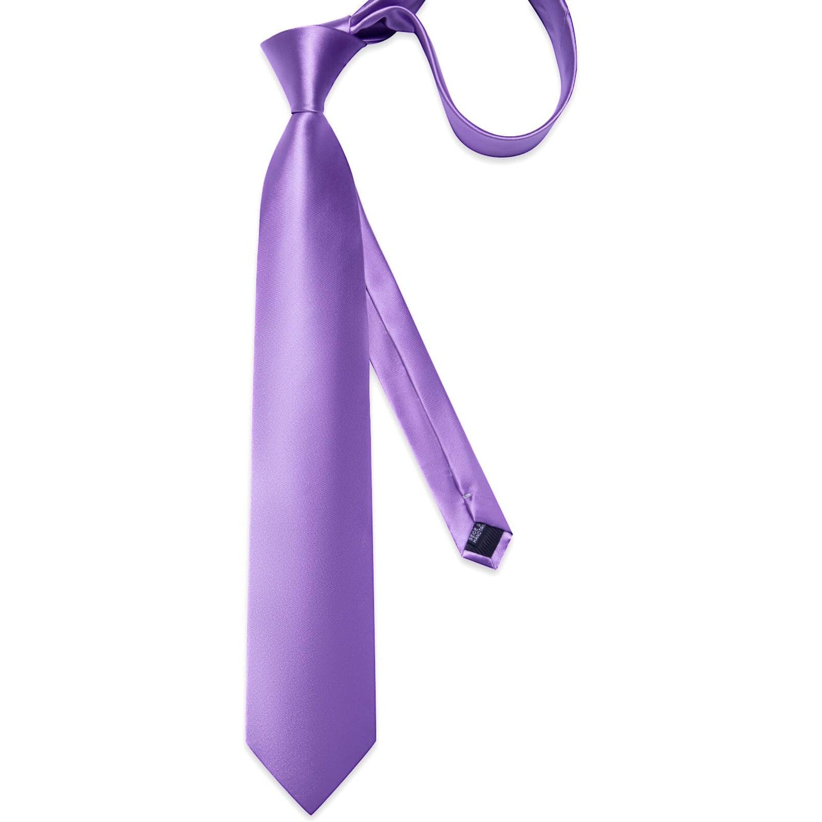 DiBanGu Satin Ties Solid Color Necktie and Pocket Square Tie Clip Formal