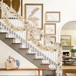 6FT Fall Garland With Artificial White Pumpkins, Berries, Sunflowers and Leaves