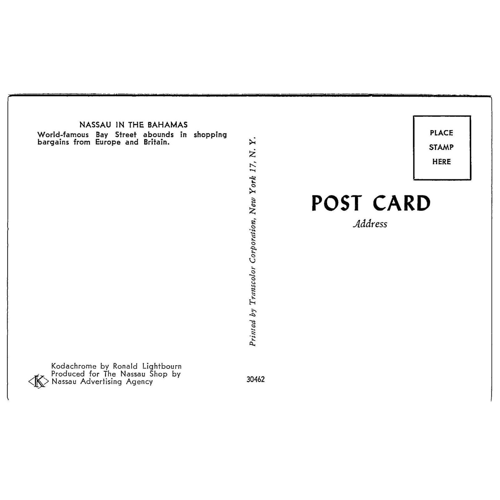 Worlds Famous Bay Street, Nassau In The Bahamas, Vintage Post Card.