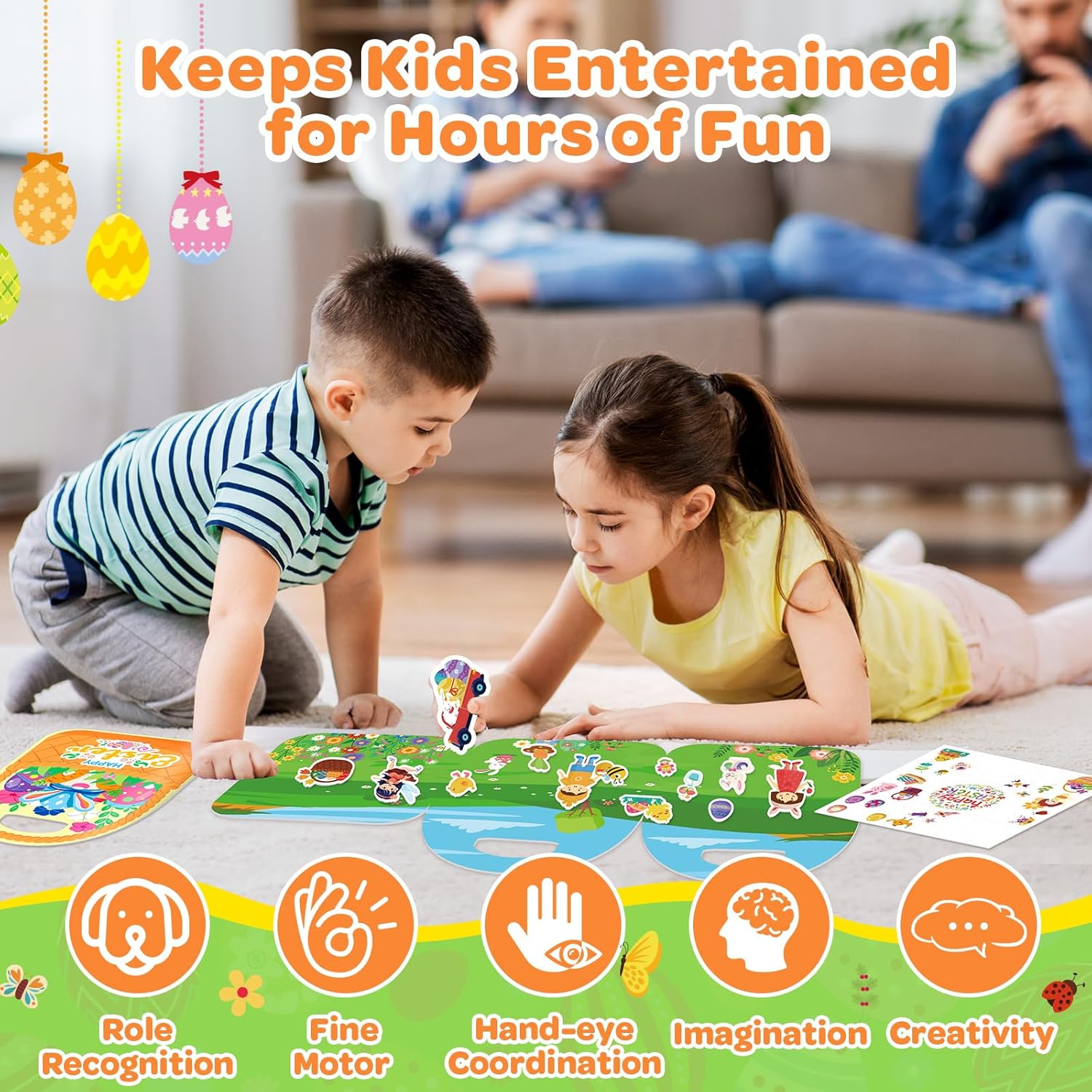 4 Pack Activity Easter Reusable Sticker Books for Kids 2-4, Basket Stuffers