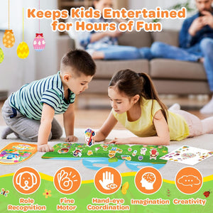 4 Pack Activity Easter Reusable Sticker Books for Kids 2-4, Basket Stuffers