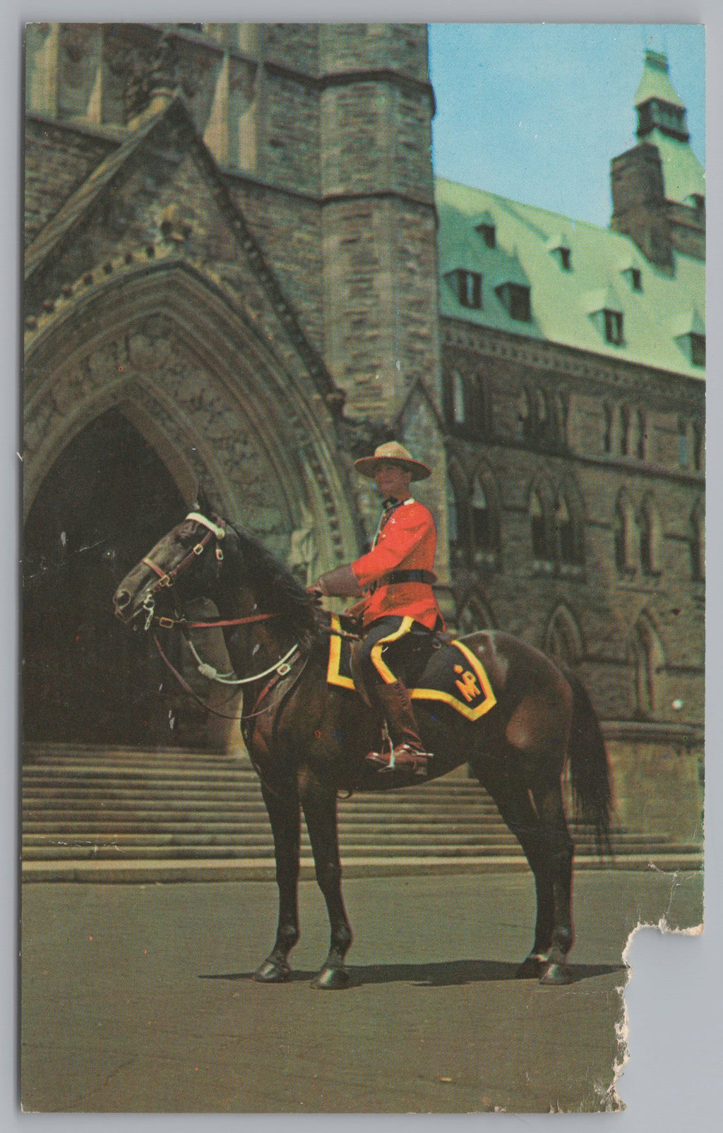 A Canadian Police Man Mounted On A Horse, Canada, Vintage Post Card.