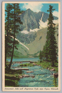 Snowman Lake And Hagerman Peak, Near Aspen, Colorado, Vintage Post Card.