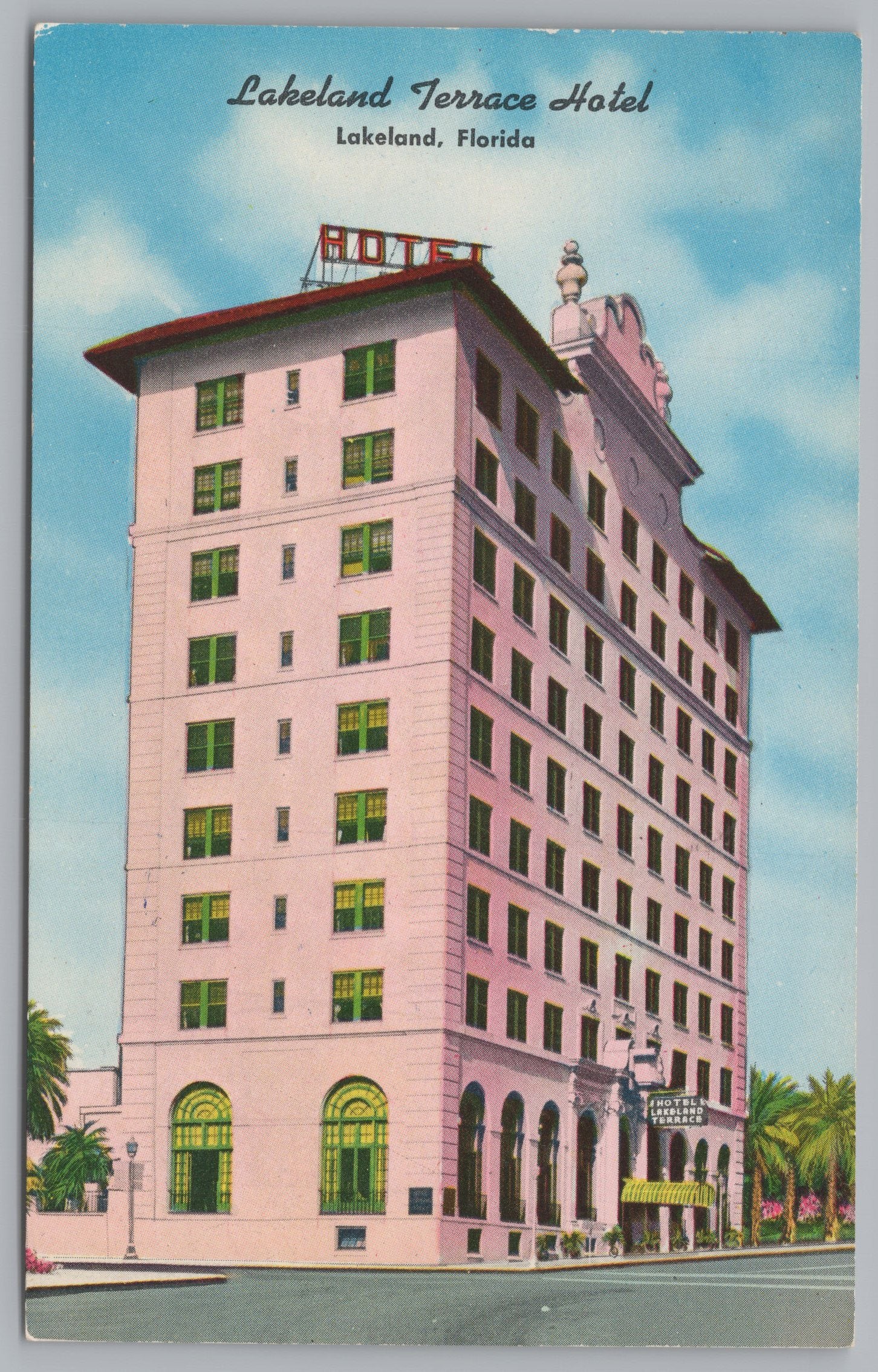 Lakeland Terrace Hotel, Lakeland, Florida, Vintage Post Card.