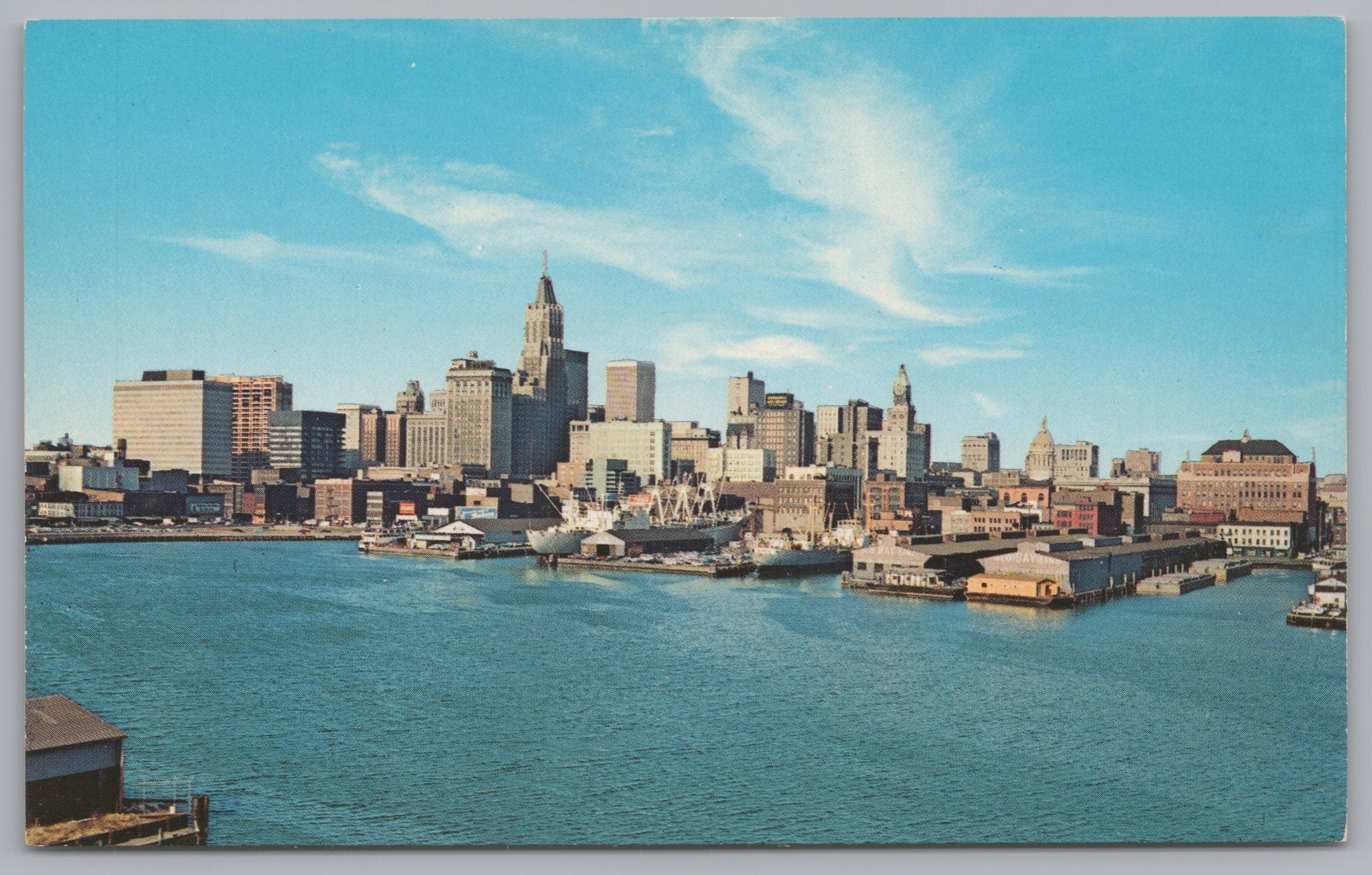 Aerial View Of The Skyline And Inner Harbor Of Baltimore, Maryland, USA, Vintage Post Card.