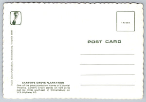 Carter’s Grove Plantation, Vintage Post Card