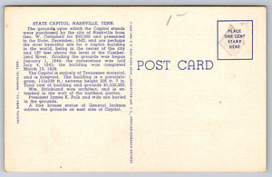 State Capitol Nashville, Tennessee, USA, Vintage Post Card