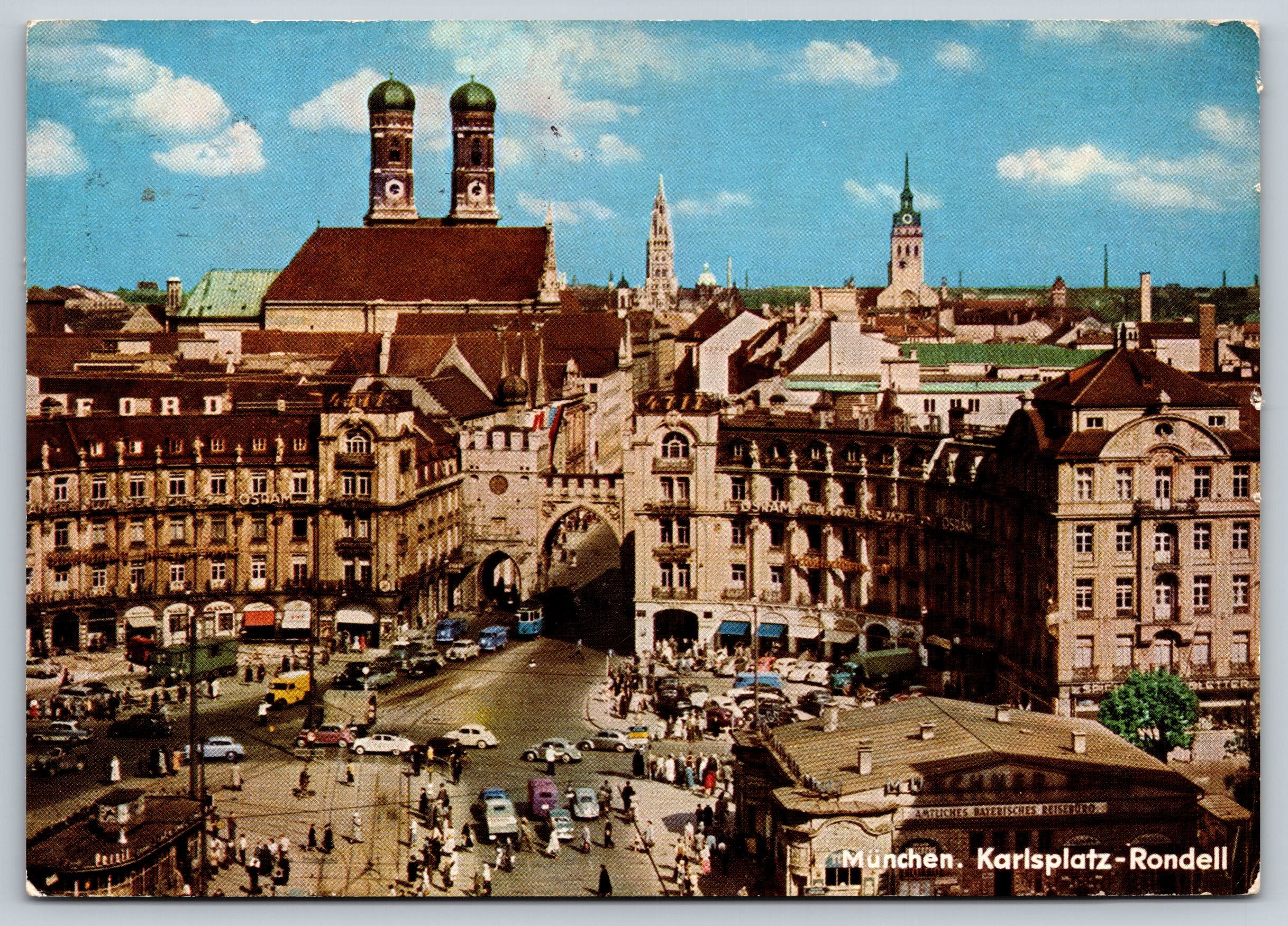Munchen, Segment Of Karlsplatz, Germany Vintage Post Card