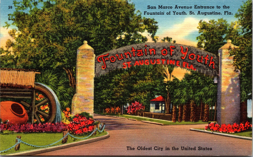 San Marco Ave  Fountain Of Youth, St. Augustine, Florida VTG PC