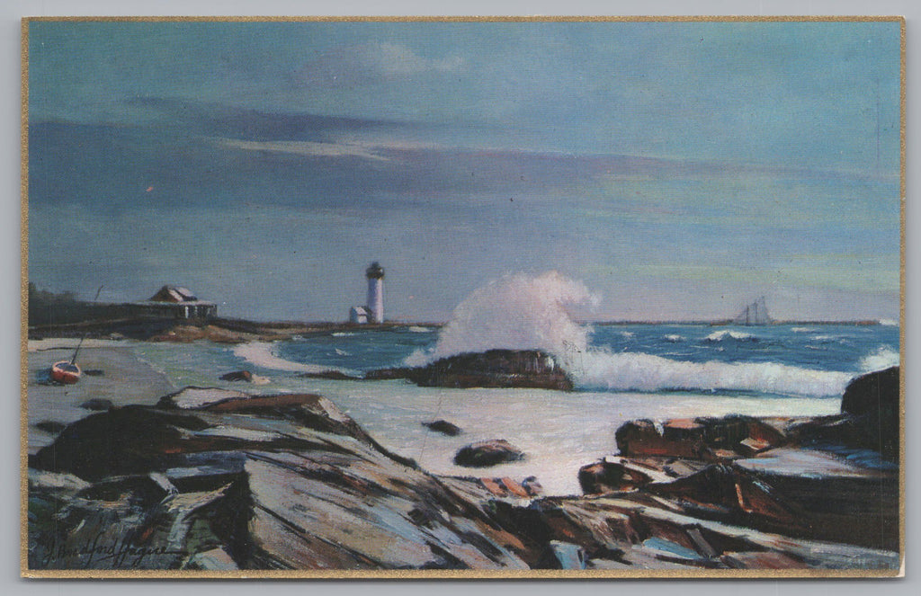 Painting Of The Rocky Rugged Shore Of Mass, J Bradford Hague PC