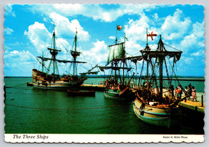 The Three Ships, Jamestown, Virginia, Vintage Post Card