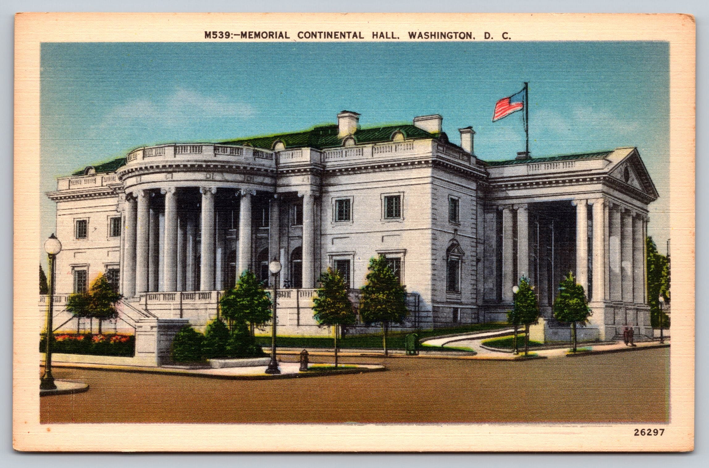 Memorial, Continental Hall, Washington DC, USA, Vintage Post Card