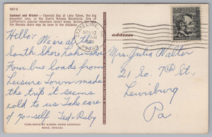 Emerald Bay At Lake Tahoe, California, Vintage Post Card.