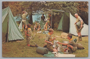 The Boy Scouts Of America, Camping Out In The Woods, Vintage Post Card