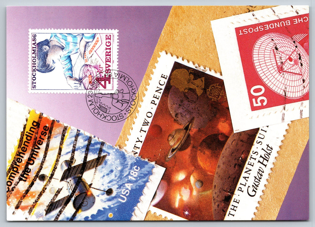Multiple Postmarked Stamps, Greeting Card, Vintage Post Card