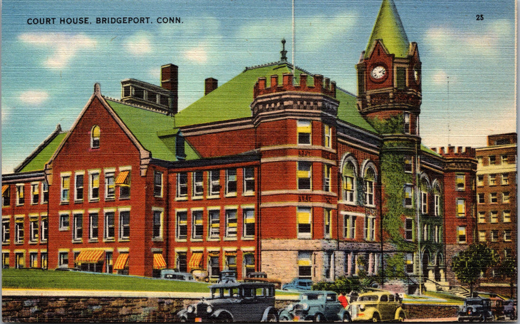 Courthouse, Bridgeport, Connecticut, USA, Vintage Post Card