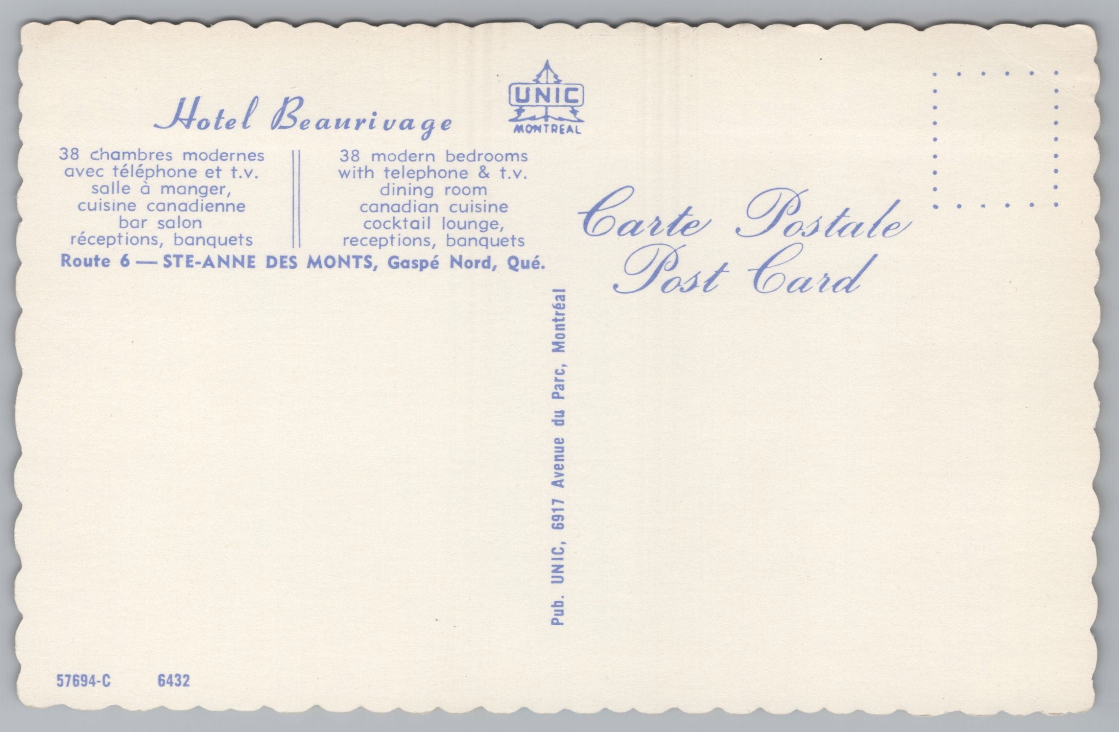 Hotel Beaurivage, Ste-Anne Des Monts, Gaspe Nord, Quebec, Vintage PC