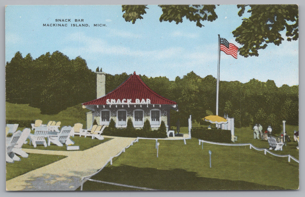 Snack Bar On Mackinac Island, Michigan, Vintage Post Card.