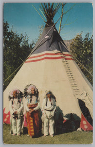 Indian Braves And Tepee, Clint’s Cafe, US Highway 66, Afton, Oklahoma, VTG PC