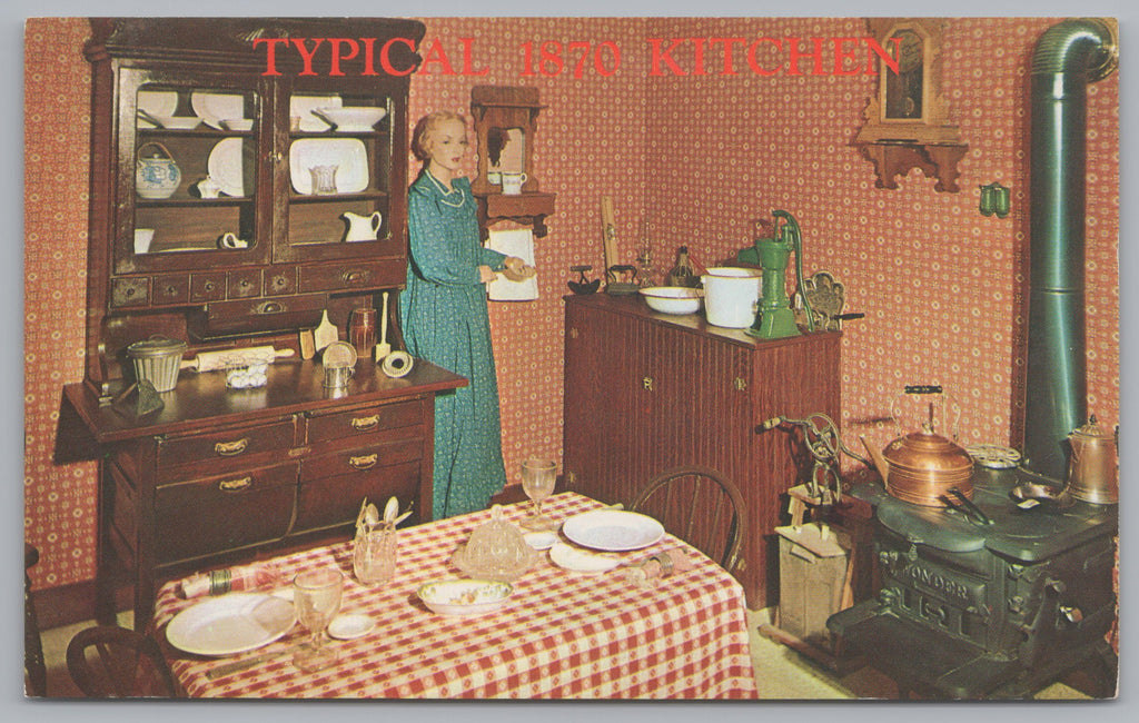 Typical 1870s Kitchen, Boot Hill, Dodge City, Kansas, USA, Vintage Post Card.