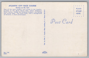 Racing On The Turf, Atlantic City Race Course, Vintage Post Card.