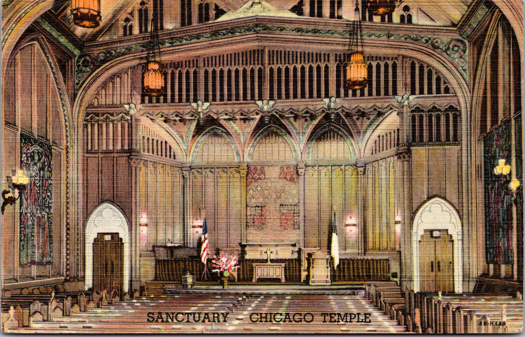The Chicago Temple-Sanctuary, USA, Vintage Post Card
