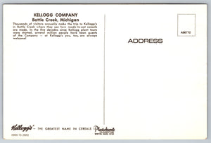Kellogg Company, Battle Creek, Michigan, Vintage Post Card
