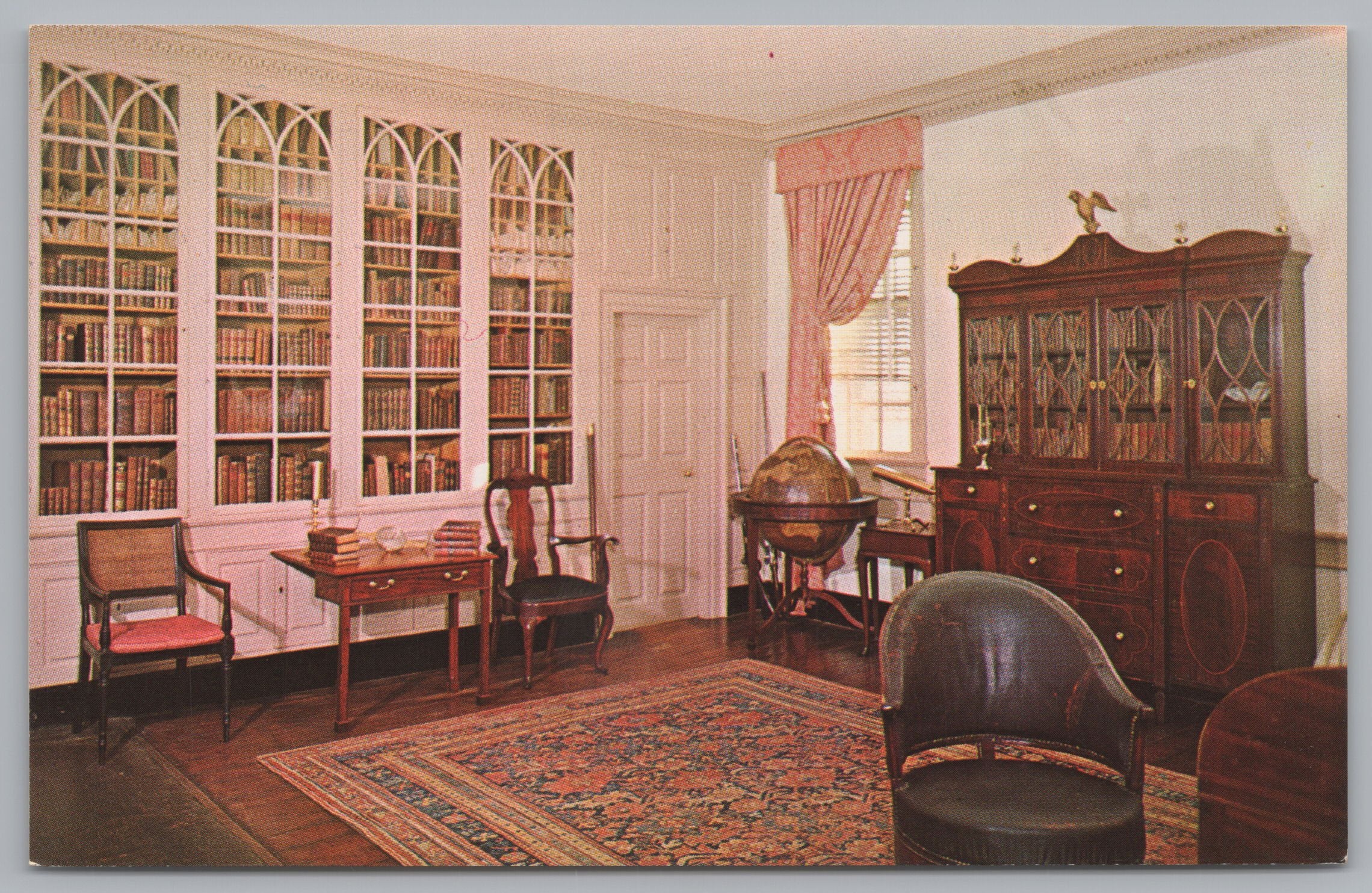 The Library At Mount Vernon, Vintage Post Card.