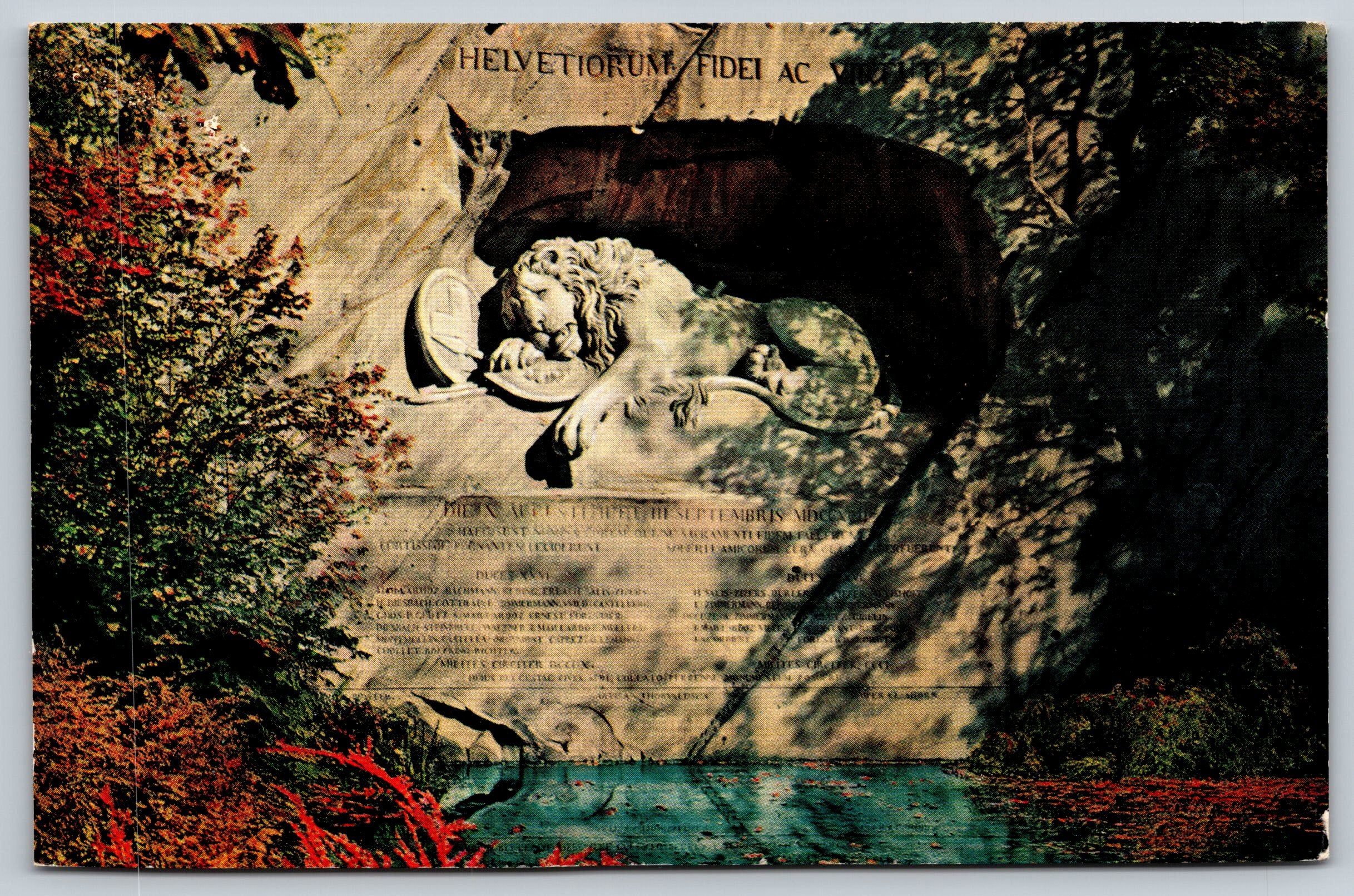 Lion’s Monument, Switzerland, Vintage Post Card