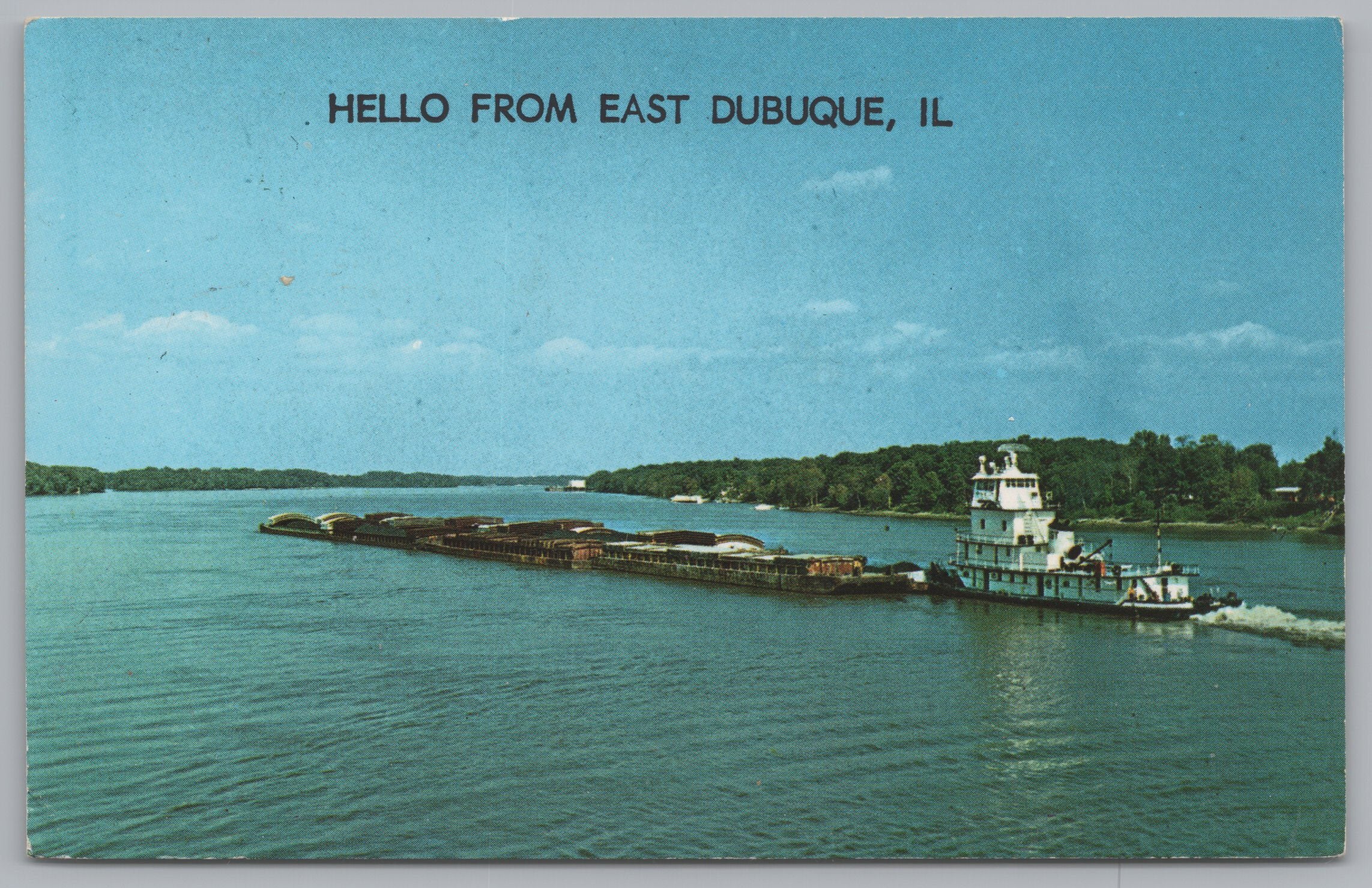 The Quite Mississippi River, Along The Great River Road, East Dubuque, Illinois, Vintage Post Card