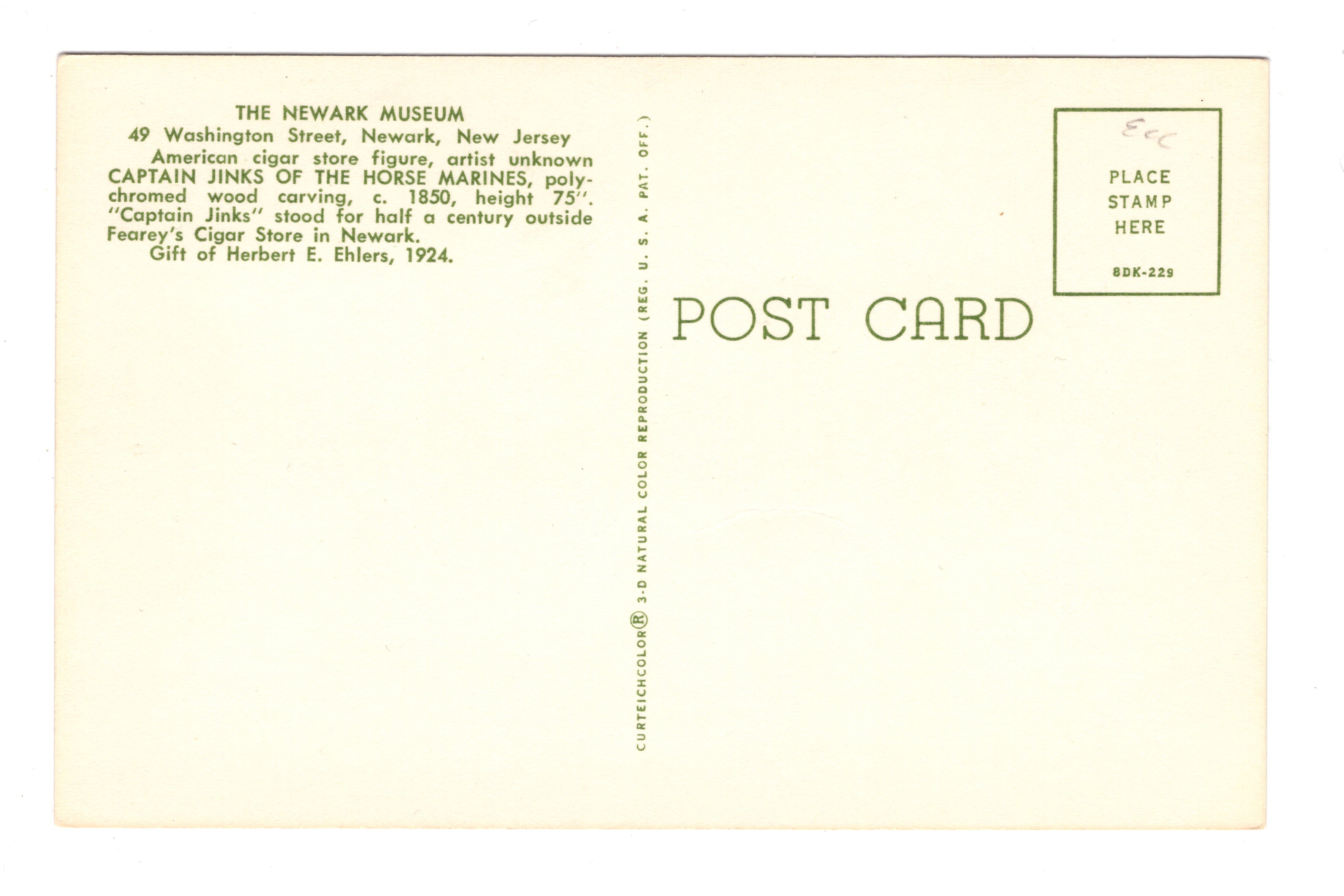 The Newark Museum, Washington Street, Vintage Post Card.