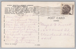 Kneipp Springs, Rome City, Indiana, USA, Vintage Post Card