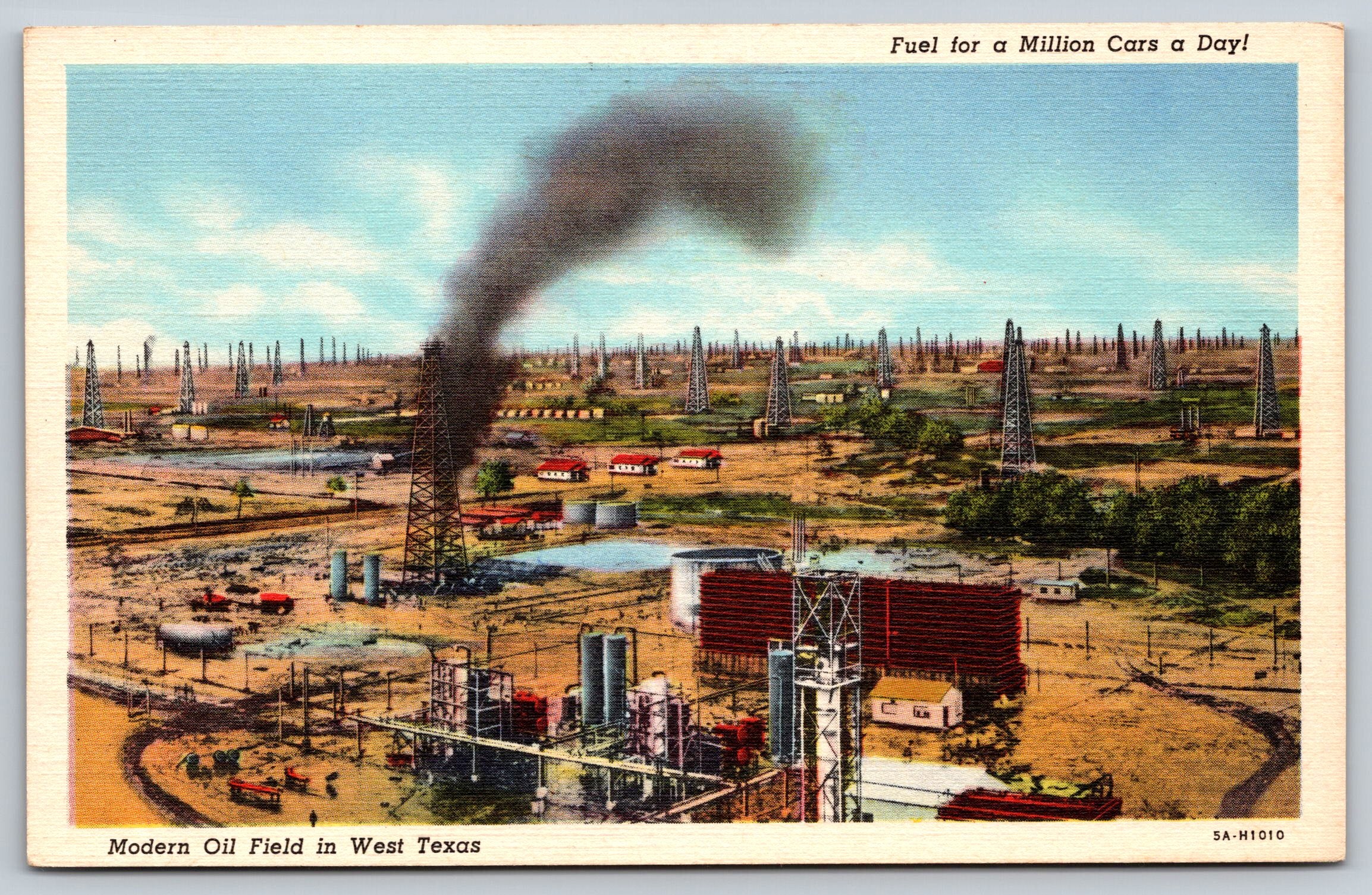 Modern Oil Field In West Texas, USA, Vintage Post Card