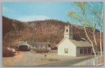 A Church And Covered Bridge, The Devils Slide, New Hampshire, USA, Vintage Post Card.