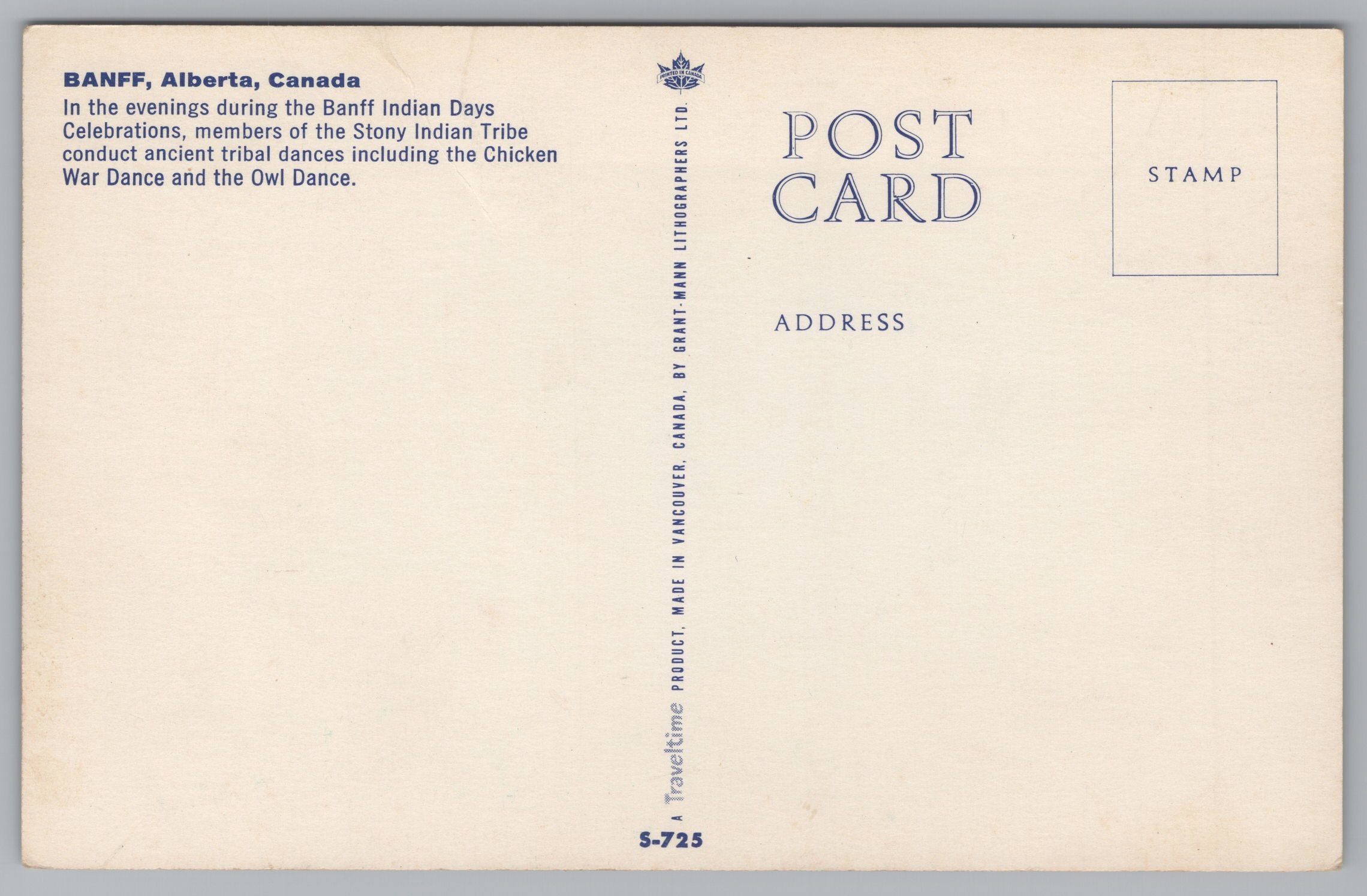 Banff, Indian Days Celebrations, Alberta, Canada, Vintage Post Card.