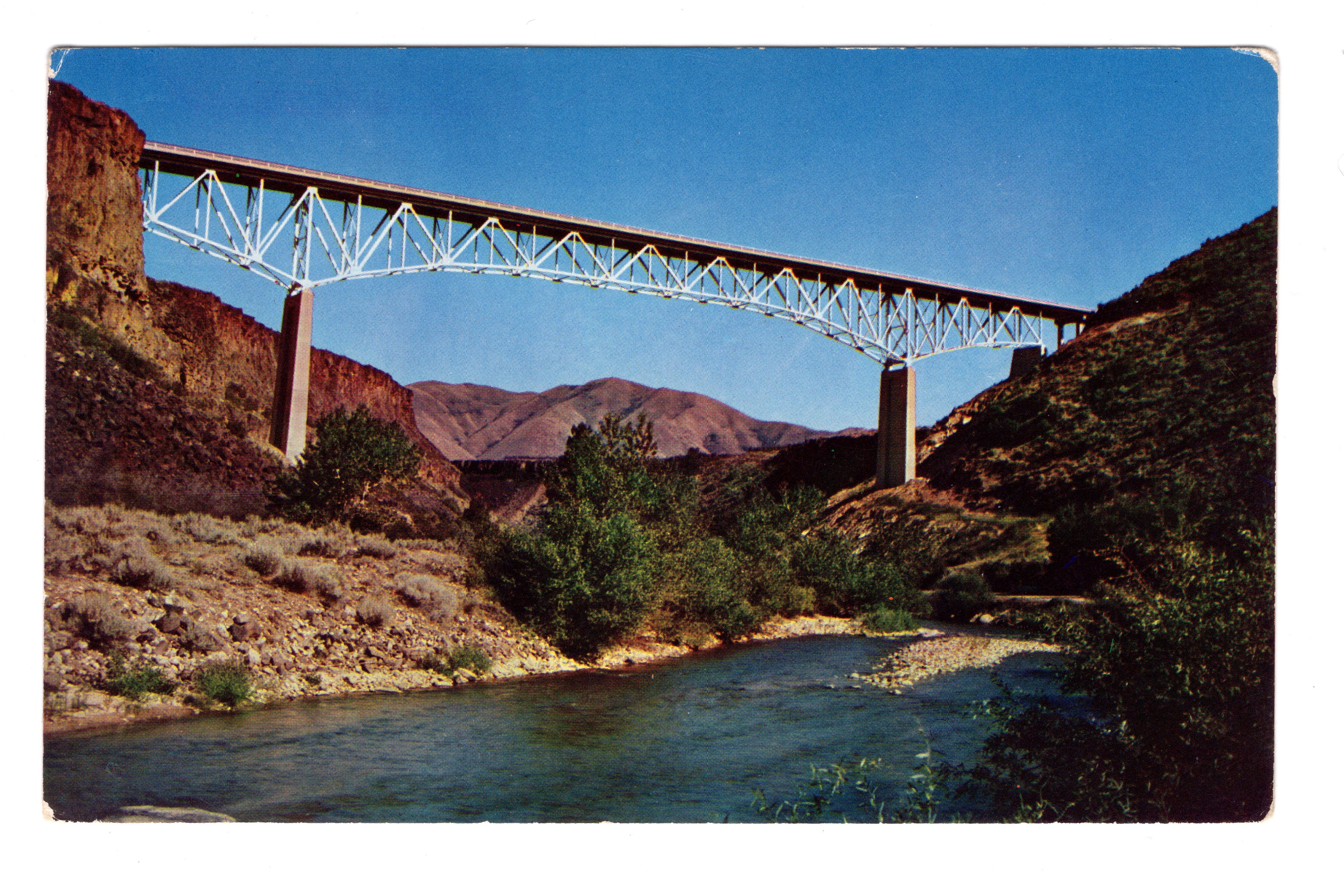 Mores Creek Bridge, Idaho City, East of Boise, Vintage Post Card.