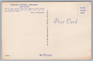 The Badlands National Monument, South Dakota, USA, Vintage Post Card.