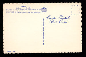 Perce, Three Sisters Cape and Mont-Joli, Québec Canada, Vintage Post Card.