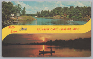 Land Of 10,000 Lakes, Rainbow Cafe, Walker, Minnesota, USA, Vintage Post Card.