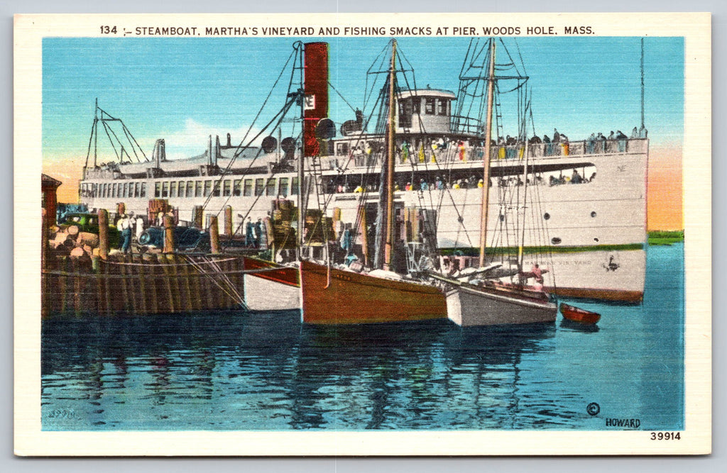 Martha’s Vineyard And Fishing Smacks At Pier. Woods Hole, Massachusetts