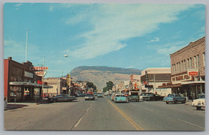 A City Street Of Cody, Wyoming, Founded By Buffalo Bill, USA, Vintage Post Card.