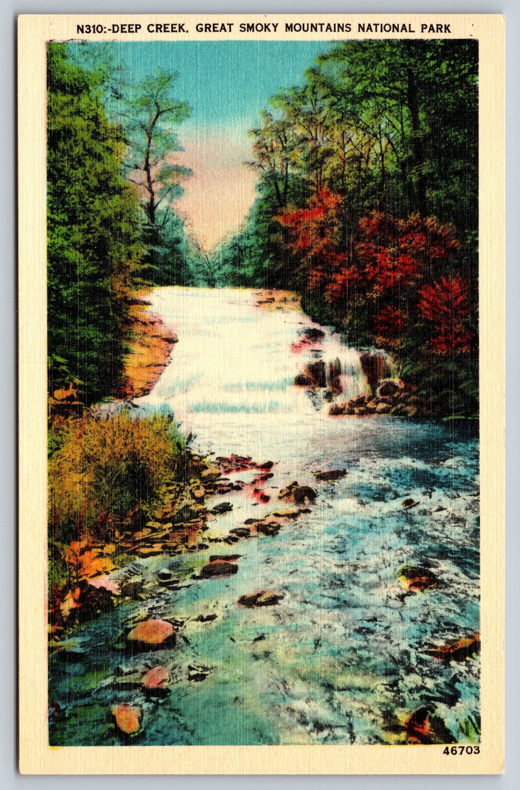 Deep Creek, Great Smokey Mountains National Park, USA, Vintage Post Card