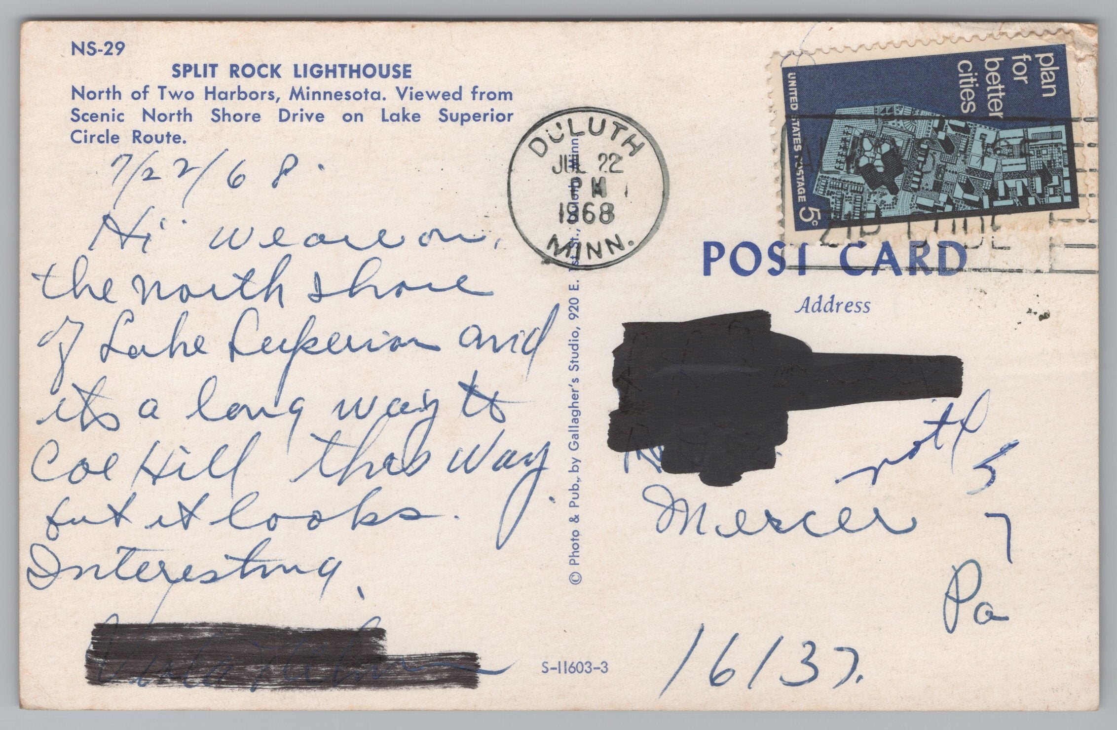 Split Rock Lighthouse, Two Harbors Minnesota, Vintage Post Card.