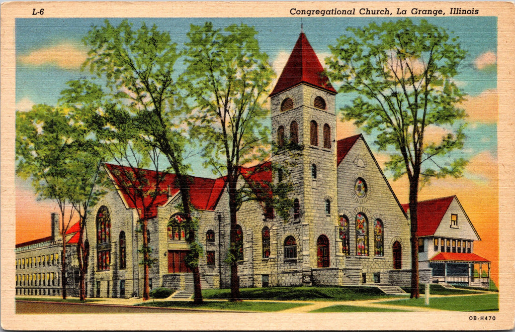 Congregational Church, La Grange, Illinois, USA, Vintage Post Card