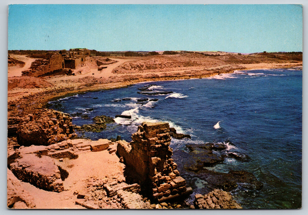 Caesarea-Ruins, Harbor, The City Wall, Vintage Post Card