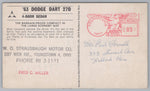 63 Dodge Dart 270, 4 Door Sedan, Youngstown, Ohio, Vintage Post Card.